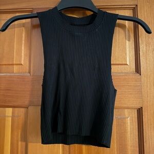 Aerie Black Ribbed Crop Tank Top